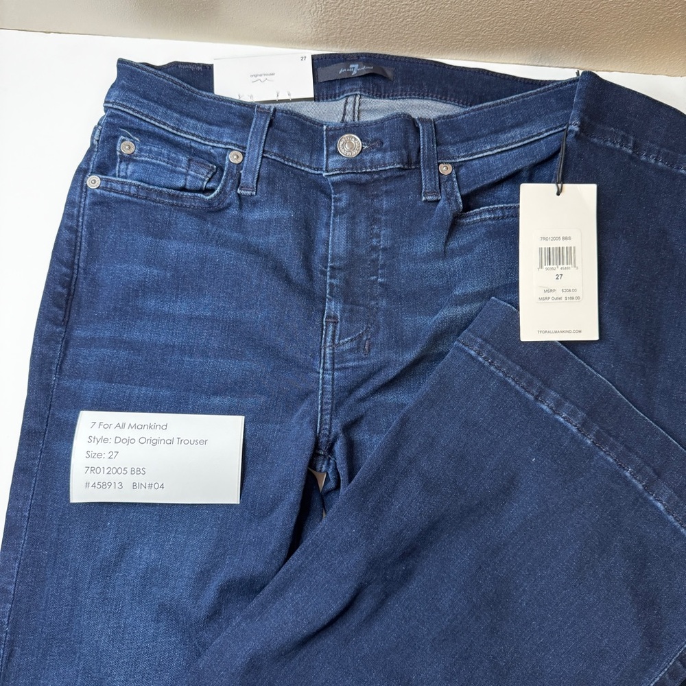 7 For All Mankind Dojo Flare Trouser Jeans BBS Denim 27 x 34 NWT #458913 #1672 - Picture 3 of 10